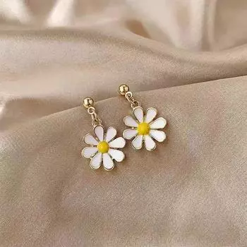 Маленькие свежие и простые серьги-маргаритки из серебра 925 пробы, корейская версия, модные, свежие и милые серьги-подсолнухи с темпераментом