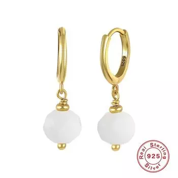 Маленькие свежие Испания S925 стерлинговое серебро лето личность футбол круглый стеклянный камень кулон серьги-пусеты уши 925 Silver