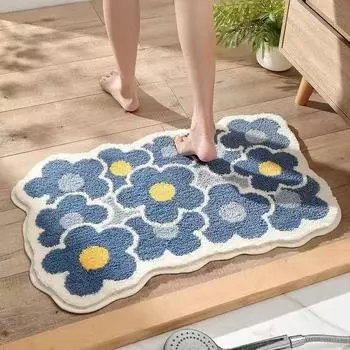 Маленькие свежие коврики для пола, мягкие цветы, ковры со словами, ковры для входа в дом, спальни, туалета, ванной, двери, впитывающие нескользящие коврики для ног 40x60cm