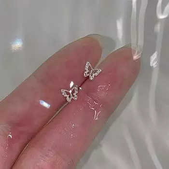 Маленькие свежие серьги-бабочки для женщин Простые и модные летние новые милые маленькие серьги