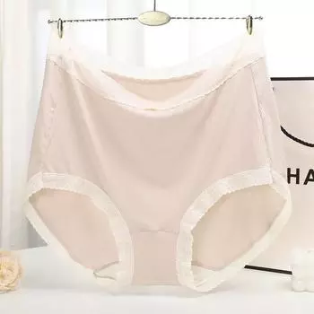 Маленькие свежие трусики с высокой талией, кружевные трусики большого размера, нижнее белье, женские шелковые треугольные трусики 3XL