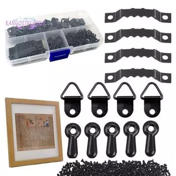 Маленькие треугольные крючки для подвешивания фоторамки, с винтами, нержавеющие, комплект настенных крючков для колец, аксессуары для оборудования чёрный