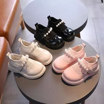 Маленькие туфли для девочек, весенние, новые, детские, мягкие, подошвы, нескользящие, принцесса, детские, бисерные, летающие, вязаные, маленькие, одинарные, туфли Tide 21 чёрный