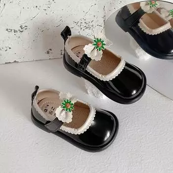Маленькие туфли для девочек весна и осень новые черные туфли принцессы на мягкой подошве для маленьких девочек британский стиль одинарные туфли для детей обучающая обувь 15 чёрный