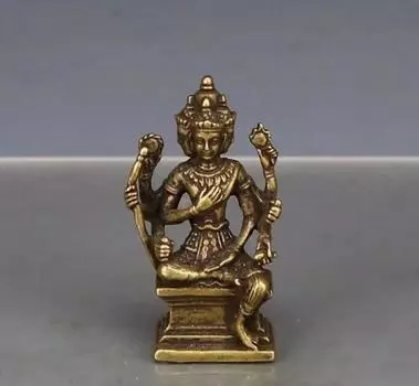 Маленькие украшения из чистой меди Будда с четырьмя сторонами СТАТУЯ