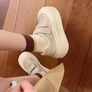 Маленькие уродливые милые туфли с большой головой, женские новые туфли с толстой подошвой, увеличивающие рост, на липучках, универсальные туфли для скейтбординга, белые туфли знаменитостей из Интернета 35