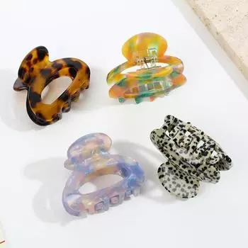 Маленькие заколки для волос из ацетата с леопардовым принтом, женские заколки в виде краба, заколка для волос, зажим для укладки волос для девочек, модные аксессуары для головных уборов