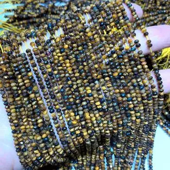 Маленькие желтые бусины-рондель из тигрового глаза, микрограненые, 3x2 мм, 4x3 мм, натуральный желтый драгоценный камень, маленькие бусины-разделители из тигрового глаза, коричневые разделители 3X2MM