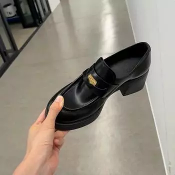 Маленькие золотые монеты из натуральной кожи, женские туфли на толстом каблуке в стиле ретро на платформе в стиле Мэри Джейн, кожаные туфли небольшого размера 35 чёрный