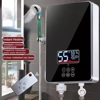 Маленький электрический водонагреватель мгновенного нагрева, бытовой, с постоянной температурой, с большим экраном, душевая машина, предотвращающая сухое горение, энергосберегающий водонагреватель