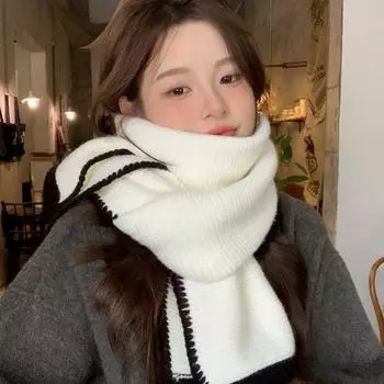 Маленький ароматный белый шарф женский зимняя атмосфера утолщенная шаль теплый шерстяной шарф шарф мужской белый