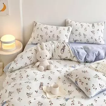 Маленький бархатный комплект постельного белья из четырех предметов, простыни и простыни на резинке, комплект из трех предметов для общей спальни 1.2m three-piece set