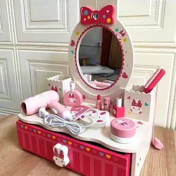 Маленький Белый Кролик Деревянный Туалетный Столик - Детская Игрушка Принцессы На День Рождения