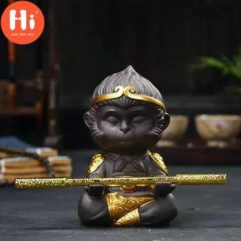 Маленький чайный сервиз из фиолетовой глины кунг-фу, король обезьян, чай, статуя домашнего животного, украшения для дома, Привет B