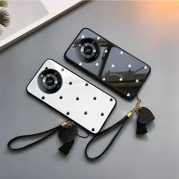 Маленький чехол из закаленного стекла с сердечком для Find X8 Pro X8Pro X7 Ultra X6 с кисточкой и жестким задним чехлом для OPPO FindX8pro OPPO Find X8