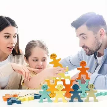 Маленький Человек Балансировка Укладка Деревянная Веселая Обучающая Раннее Образование Практика Способности к Балансировке Развивающая Игрушка One Size