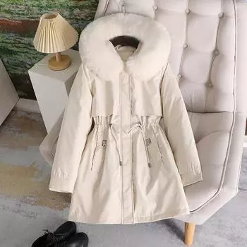 Маленький человек с флисом и более толстым пирогом, чтобы преодолеть популярность новых женских моделей, талия и тонкий зимой, средняя и длинная хлопковая куртка M [85-55kg recommended]