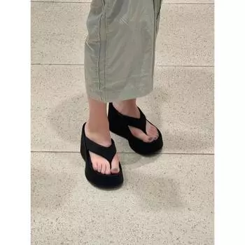 Маленький человек увеличивает рост, шлепанцы на толстой подошве для женской летней уличной обуви, щиплют ноги, кожаные тапочки-маффины, сандалии на танкетке 35