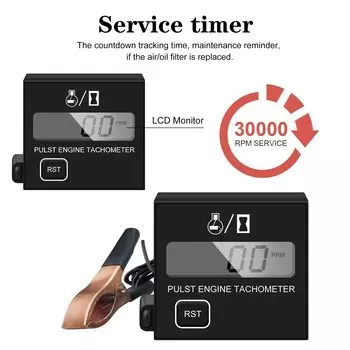 Маленький цифровой тахометр, индуктивный тахометр двигателя, водонепроницаемый тахометр, счетчик моточасов для бензопилы, морского квадроцикла, мотоцикла, UTV, двигателя