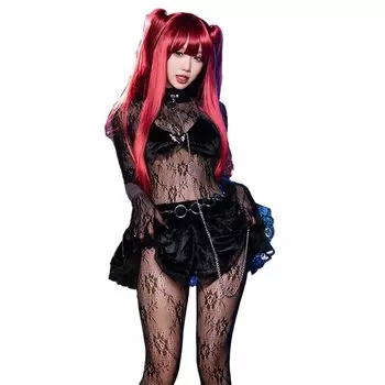 Маленький Дьявол Косплей Сексуальный Дьявол, Ведьма Вампир Облегающие кружевные колготки для всего тела Дизайн, сочетающий в себе миловидность и сексуальность Костюм для вечеринки на Хэллоуин чёрный