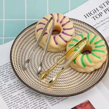 Маленький десертный хлеб, кофе, чай, щипцы для льда, зажим для сервировки еды, щипцы для кубиков сахара, кухонные принадлежности серебряный