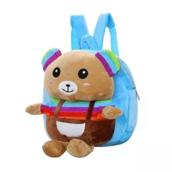 Маленький детский рюкзак, рюкзак с плюшевым медведем, рюкзак с мультяшным принтом для малышей, школьный рюкзак для малышей One Size небесно-голубой
