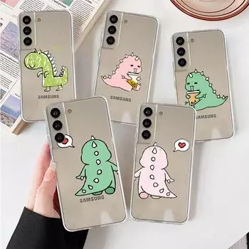 Маленький динозавр милый прозрачный чехол для Samsung Galaxy S22 S20 FE S21 S10 S9 Plus Note 20 Ultra 10 Lite мягкий чехол для телефона Samsung S22 Ultra 5G