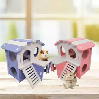 Маленький дом для домашних животных, установка «сделай сам», двухслойный дышащий домик для хомяка, медведя, крысы зелёный