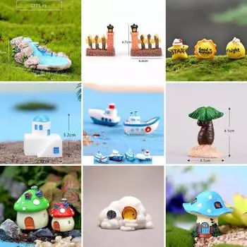 Маленький домик кавайи, дерево, лодка, фигурки, солнце, облако, микро-сад, аквариум, миниатюрный террариум, домашний декор для питомцев, аксессуары «сделай сам»