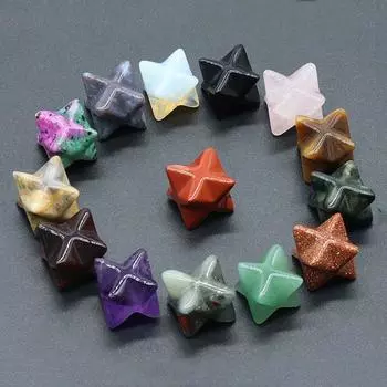 маленький духовный исцеляющий хрустальный орнамент, натуральный камень звезда Карба, домашний декор, гексаграмма, мини-мебель, ювелирные изделия, 14x20 мм 14x20mm