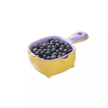 Маленький дуршлаг для фруктов, контейнер-дуршлаг для промывания фруктов, двухслойная корзина для резки и слива овощей фиолетовый