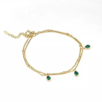 Маленький двухслойный браслет из хризопраза в стиле капли пресной воды со сложенными ремешками, чтобы выглядеть тонким и элегантным браслет из стерлингового серебра S925 22CM