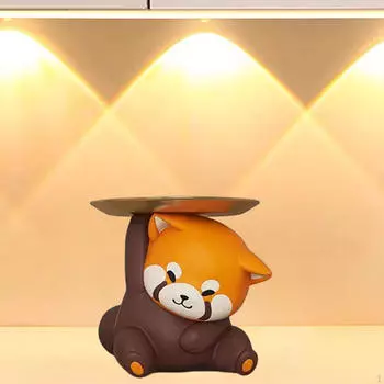 Маленький енот статуэтка лоток для хранения контейнер для украшений держатель для ключей смоляная фигурка животного органайзер для