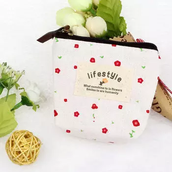 Маленький холщовый кошелек на молнии, женский чехол для монет, сумка, держатель для ключей