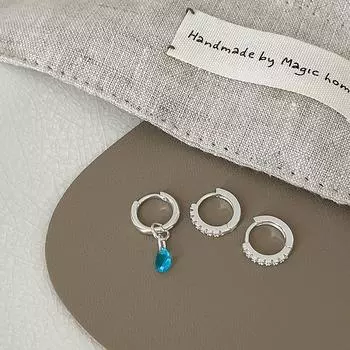 Маленький и изысканный голубой костюм с пряжкой в виде капли воды, женский простой нишевый индивидуальный модный темперамент, универсальные серьги и серьги.