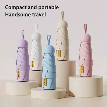 Маленький и удобный зонт от солнца с 6 косточками и черным клеем из алюминиевого сплава, ветрозащитный зонт с солнцезащитным индексом UPF50+