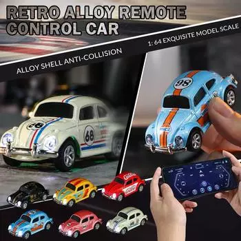 Маленький игрушечный автомобиль с дистанционным управлением для мальчиков, беспроводной игрушечный автомобиль из сплава жука, которым можно управлять дистанционно с помощью мобильного телефона One Size розовый