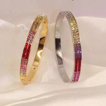 Маленький индивидуальный национальный стиль модный золотой и серебряный браслет с открытой ручкой из титановой стали Resizable золотой