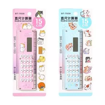 Маленький калькулятор, стильная симпатичная линейка, портативный акриловый материал, силиконовые клавиши, внешний аккумулятор, калькулятор Pink