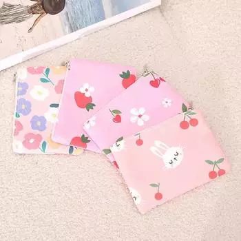 Маленький карманный мини-кошелек с цветочным принтом, небольшой свежий хлопковый цветочный мультяшный тканевый мешочек для карточек, женский студенческий кейс для хранения монет