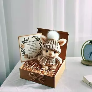 Маленький карманный пасхальный кролик-обнимашка с воодушевляющей открыткой ручной работы Мини-карманный медведь I2F8 Pink-1pcs