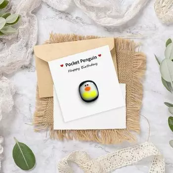 Маленький карманный пингвинчик, обнимашка, мини, милый подарок мужу на день рождения для девушки, милые открытки на День отца