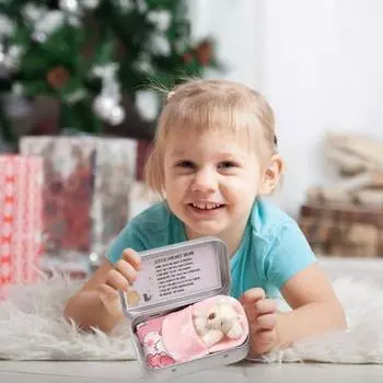 Маленький карманный плюшевый медведь Мягкая игрушка Маленький медведь в жестяной банке Вдохновляющий маленький карманный медведь белый