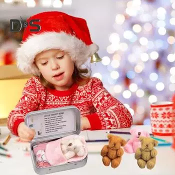 Маленький карманный плюшевый медведь, плюшевый маленький медведь в жестяной коробке, вдохновляющий маленький карманный медведь со спальным одеялом для выражения сочувствия, рождественский подарок на день рождения коричневый