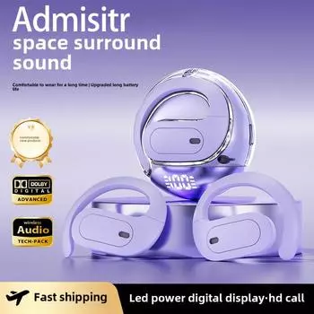 Маленький кокосовый шарик OWS висячие наушники Bluetooth водонепроницаемые сверхдолговечные наушники AI Translation чёрный