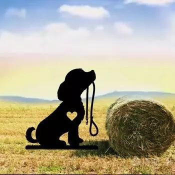 Маленький колышек для сада для собак, железный художественный силуэт, металлический знак для двора, креативное украшение для двора, сада на открытом воздухе, для поминовения домашних животных светло-серый