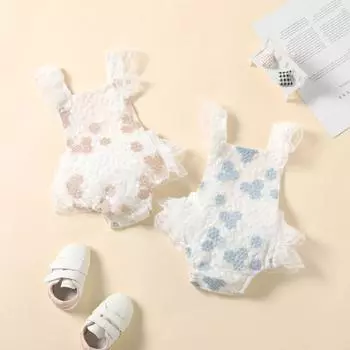 Маленький комбинезон с вышивкой вишни для девочек, треугольный комбинезон, одежда для ползания M/70