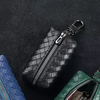 Маленький кошелек, чехол для ключей от машины, модная тканая сумка для наушников для поездок на работу чёрный