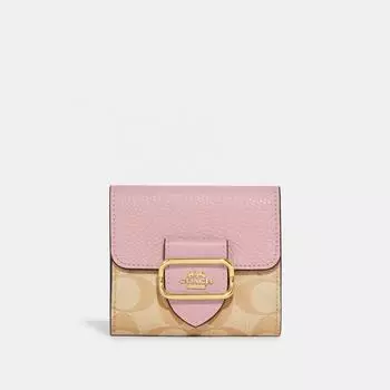 Маленький кошелек Coach Morgan из канвы с цветными блоками и подписью