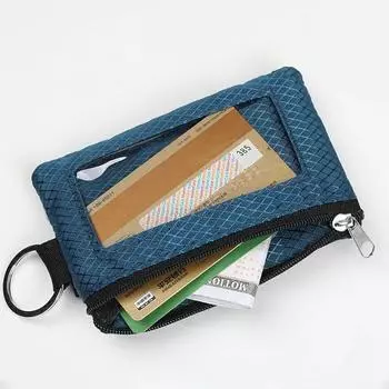 Маленький кошелек с блокировкой RFID и окошком для удостоверения личности, водонепроницаемый чехол на молнии, брелок на ремешке для карт, кошелек для наличных монет
